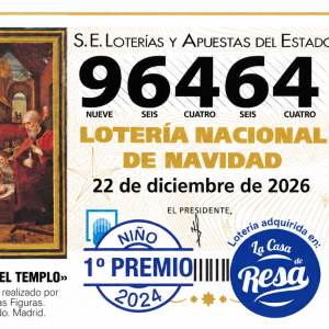 DÉCIMO LOTERÍA DE NAVIDAD NÚMERO 96464