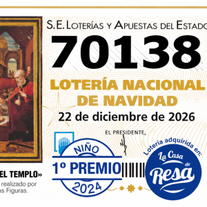 DÉCIMO LOTERÍA DE NAVIDAD NÚMERO 70138