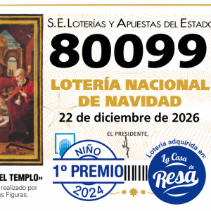 DÉCIMO LOTERÍA DE NAVIDAD NÚMERO 80099