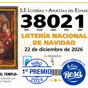 DÉCIMO LOTERÍA DE NAVIDAD NÚMERO 38021